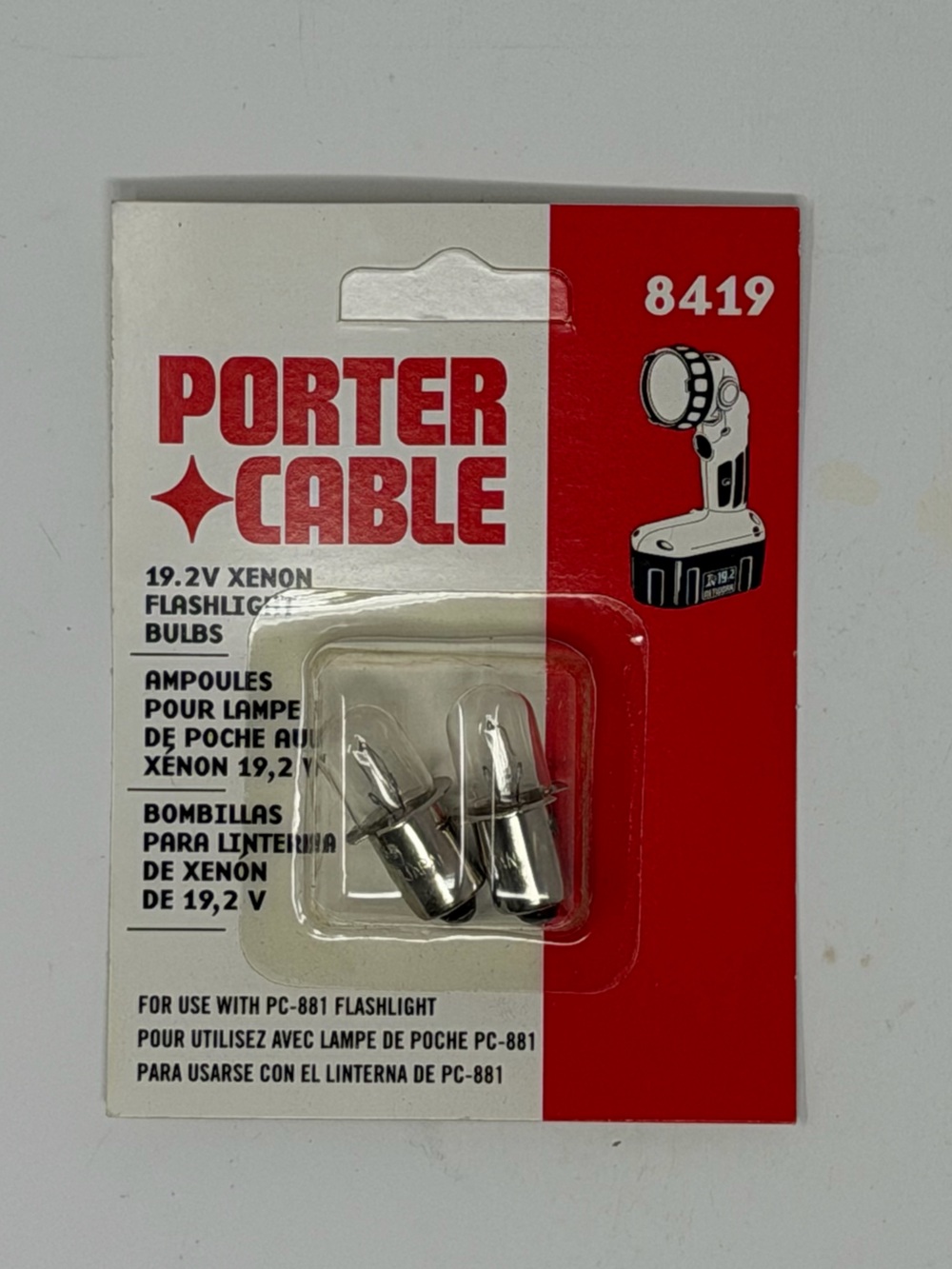 Porter-Cable 8419 19.2V Xenon Flashlight Bulbs Clear for PC-881 NOS